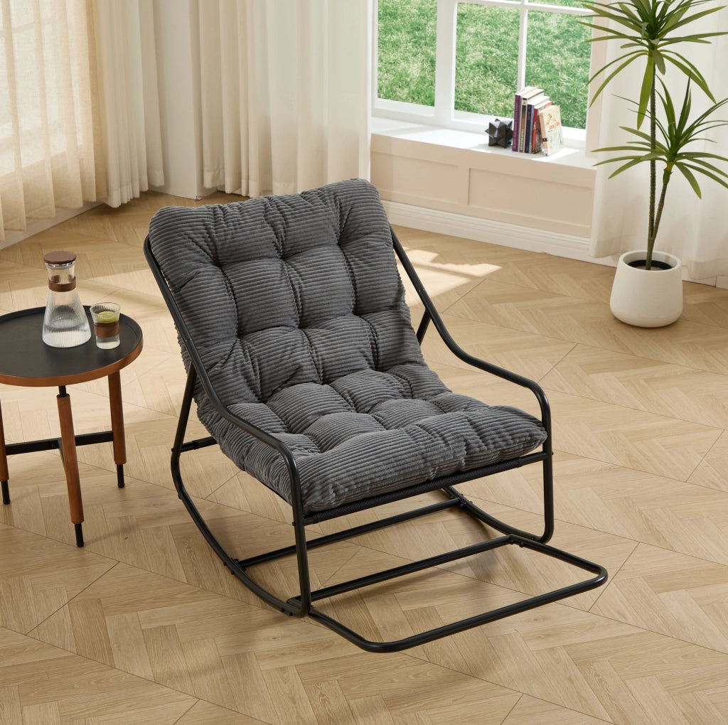 POLTRONA a dondolo 75x116x82 cm in acciaio grigio e nero