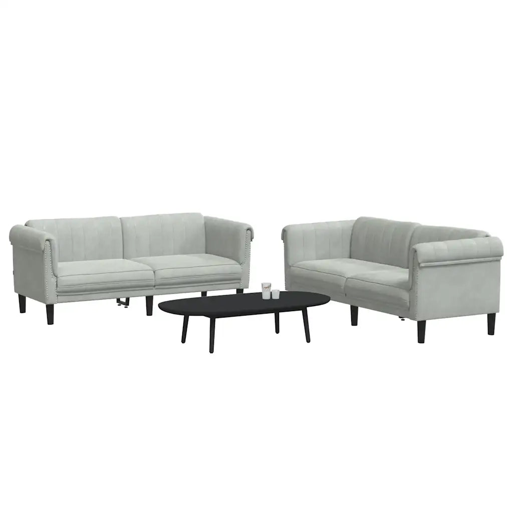 Set di Divani 2 pz Grigio Chiaro in Velluto 3209219