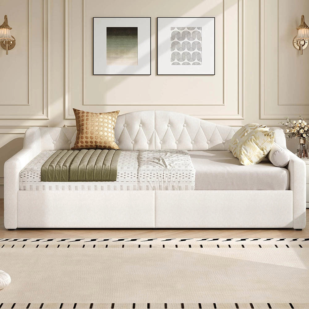 Letto imbottito - Xylo - 140x200cm LED con contenitore, beige