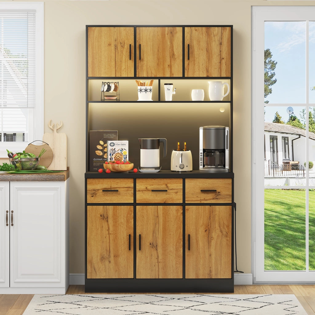 Buffet con LED e App ¨C Xylo ¨C Cassetti, Ripiani, Prese, 100x40x180cm