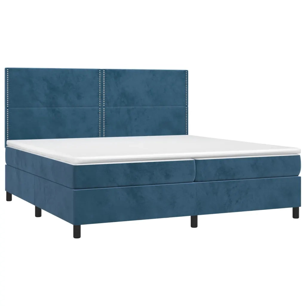 Letto a Molle con Materasso e LED Blu Scuro 200x200 cm 3136087