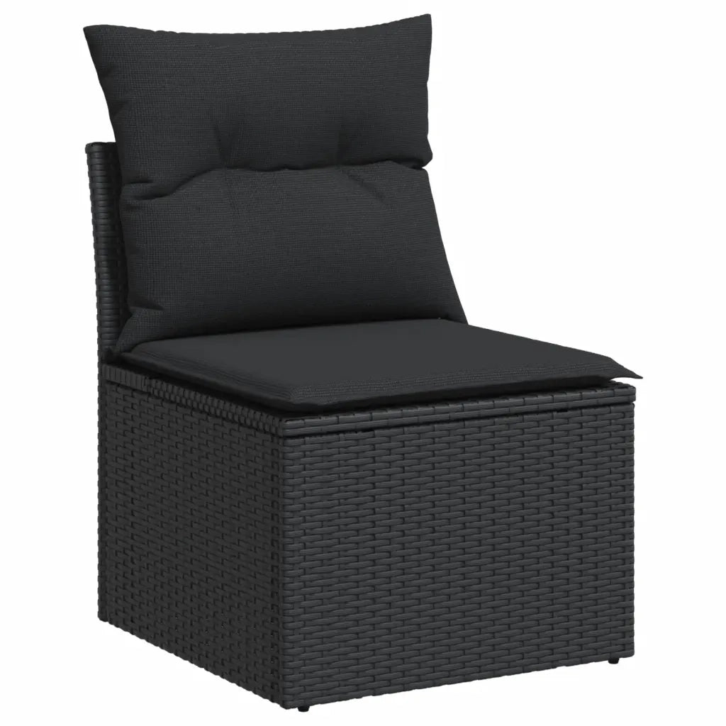 Set Divani da Giardino 9 pz con Cuscini Nero in Polyrattan 3222354