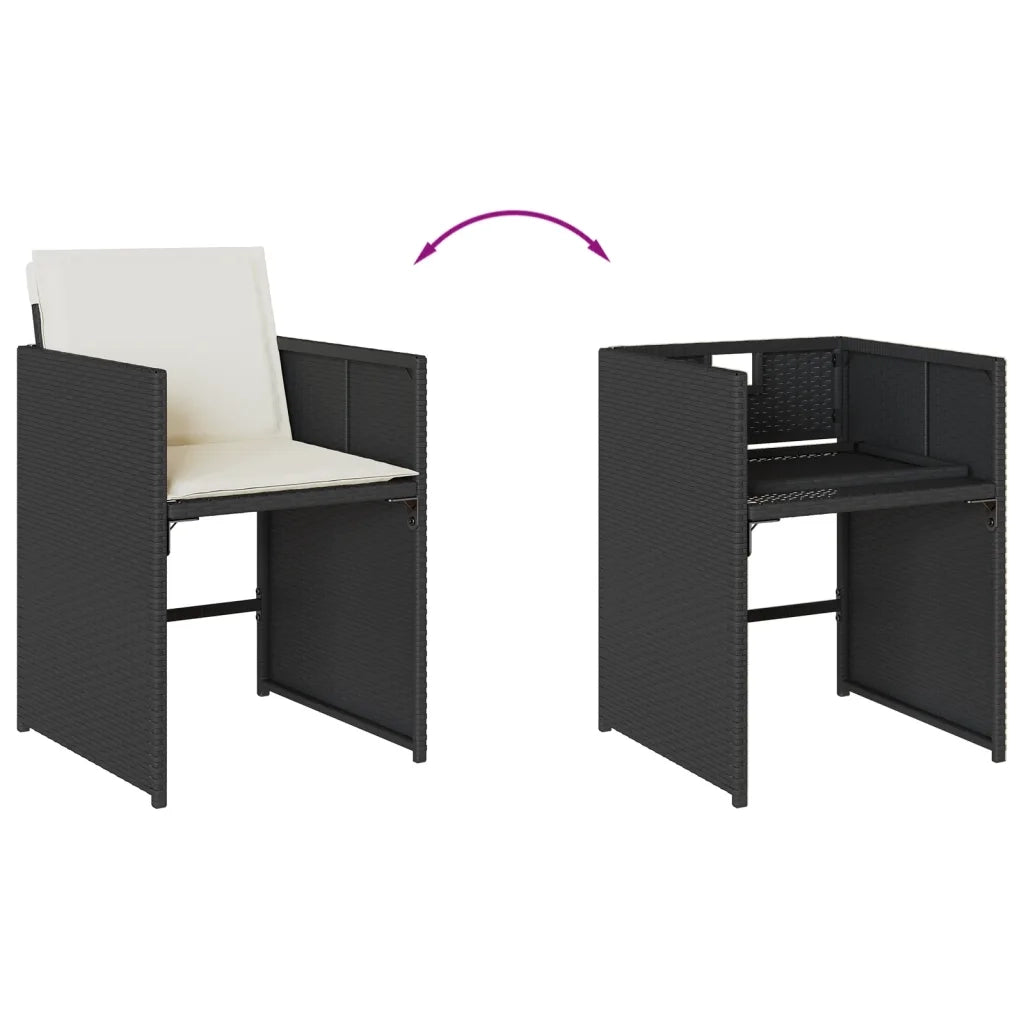 Set da Pranzo da Giardino 7 pz Nero con Cuscini in Polyrattan 3277853