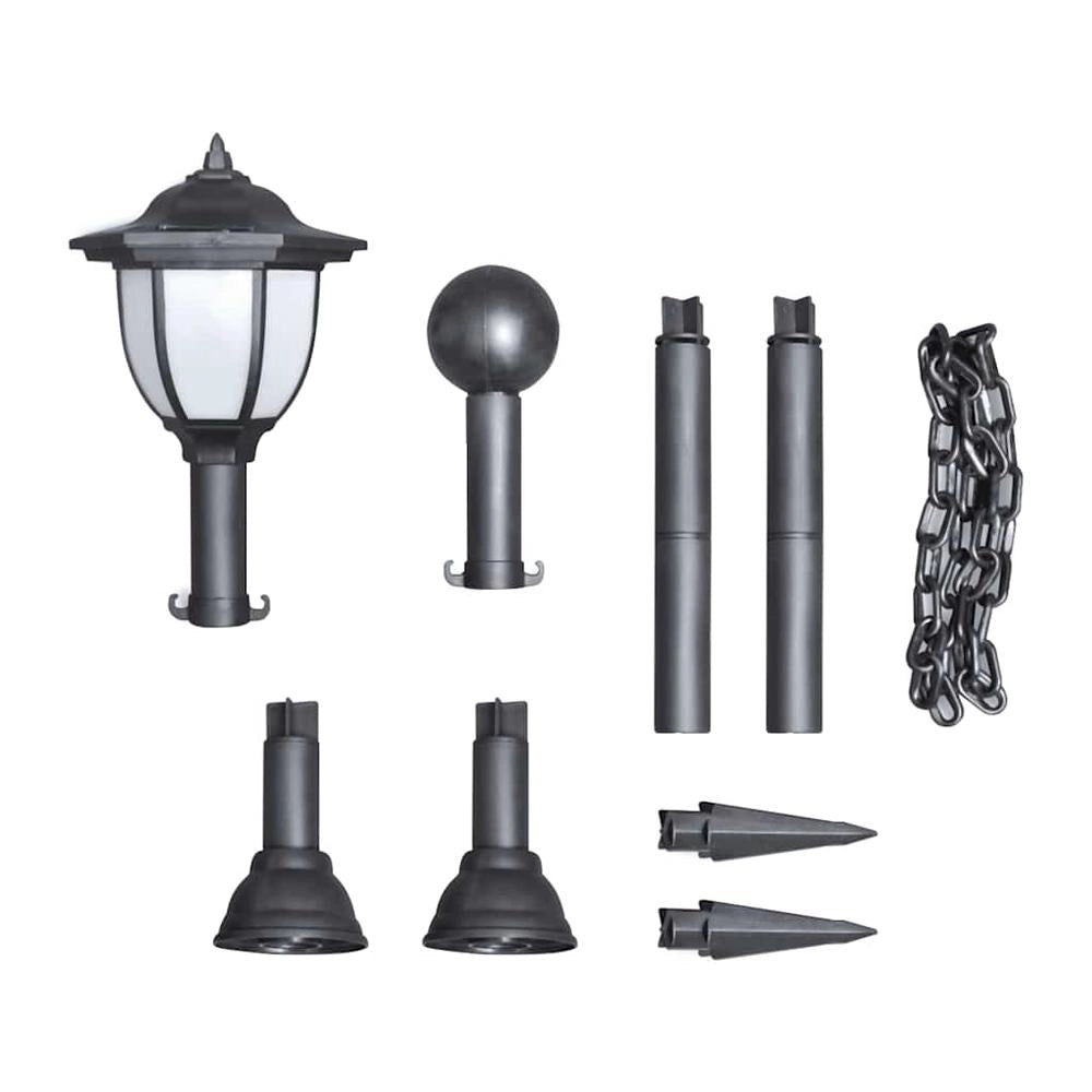 Solar Lights, Set Of 4, With Chain And Post