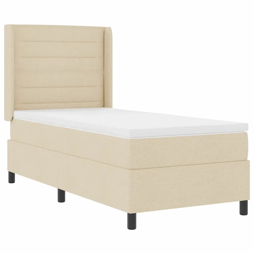 Letto a Sorgente LED con materasso Crema 90 x 190 cm Tessuto