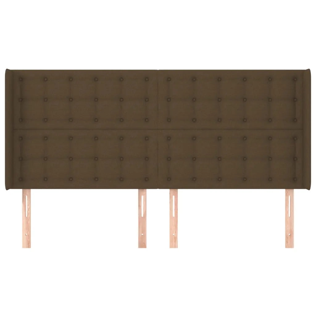 Testiera ad Orecchio Marrone Scuro 183x16x118/128 cm in Tessuto