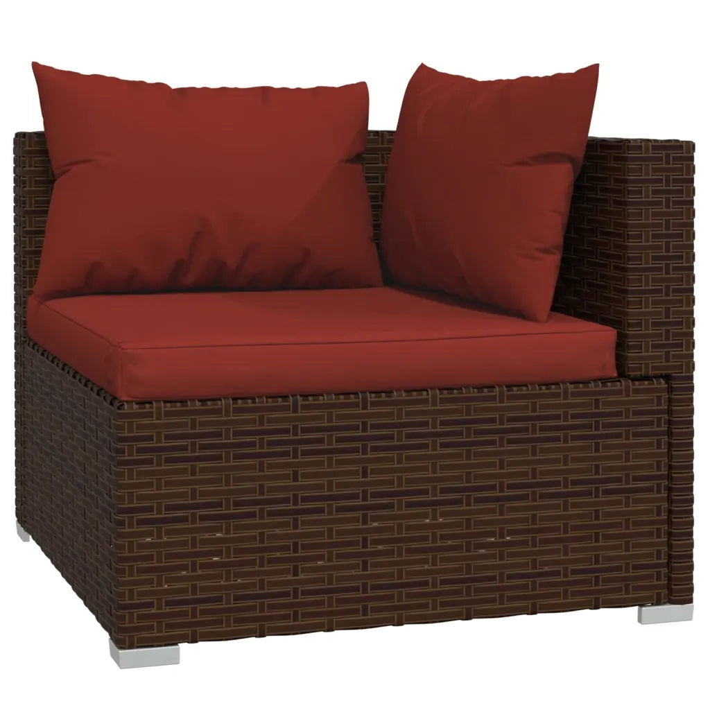 Set Divani da Giardino 10 pz con Cuscini in Polyrattan Marrone 3102795