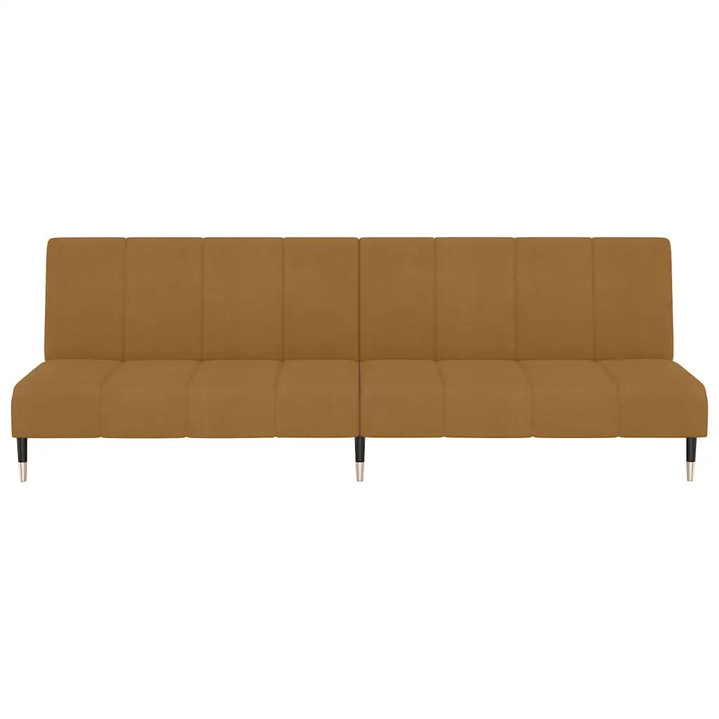 Divano Letto a 2 Posti Marrone in Velluto 375882