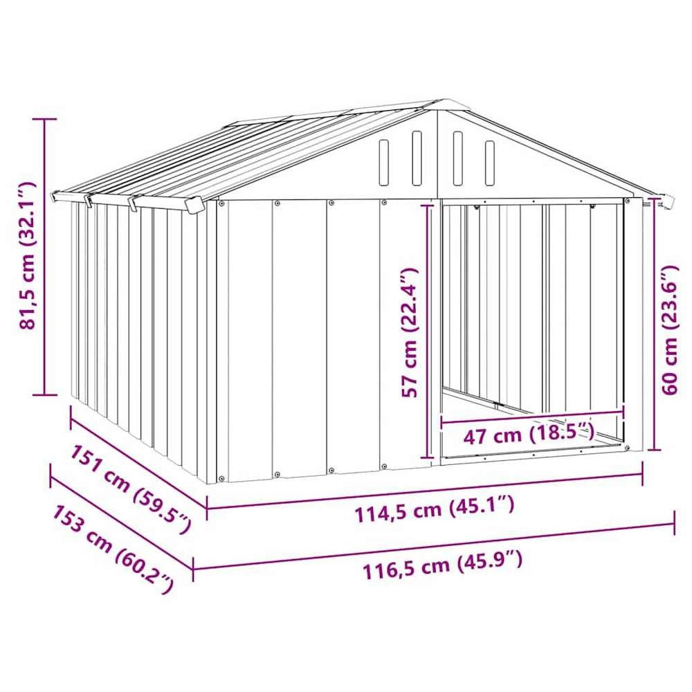 Doghouse Anthracite 116.5x153x81.5 Cm Galvanized Steel