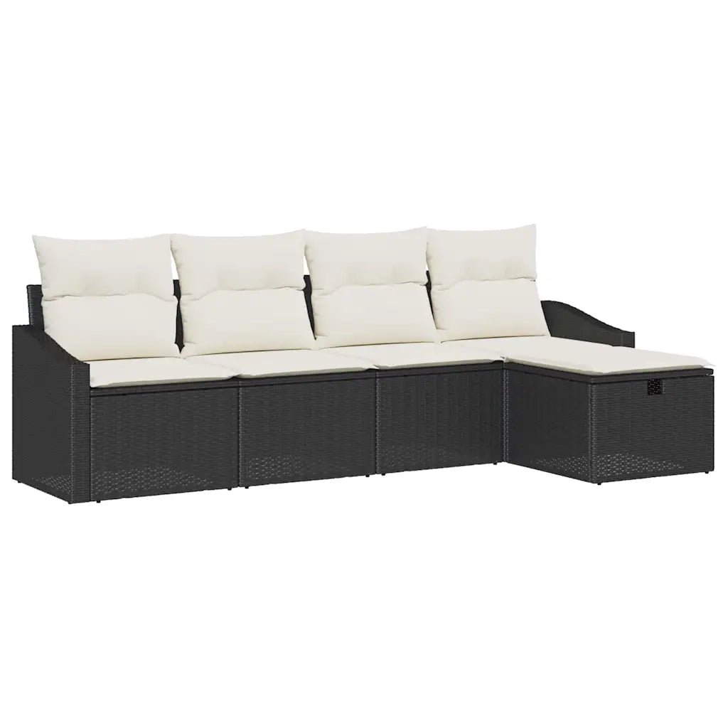 Set di divani con cuscino con archiviazione Nero polyrattan 3359256