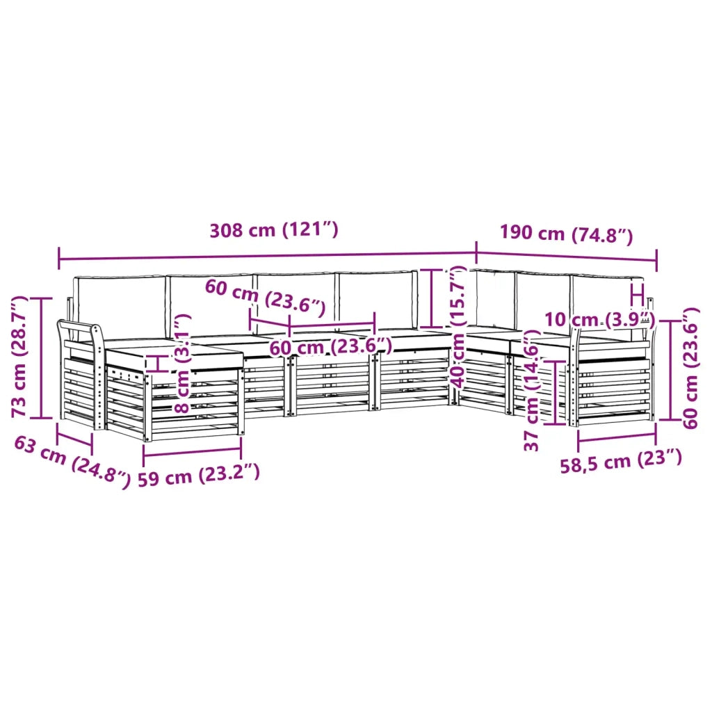 Set di divani da esterno 8 pcs Bianco e Antracite 3392317