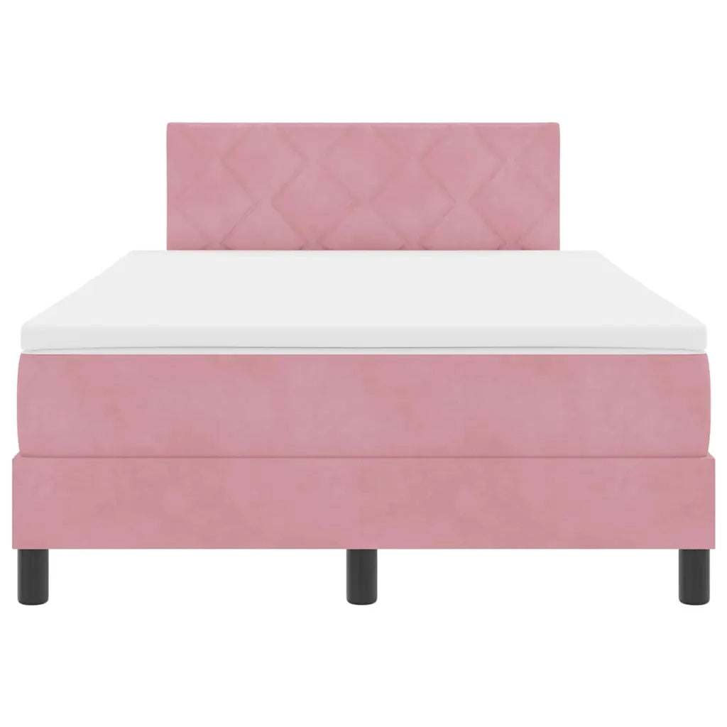 Letto a molle con materasso Rosa 120 x 190 cm Velluto 3339229
