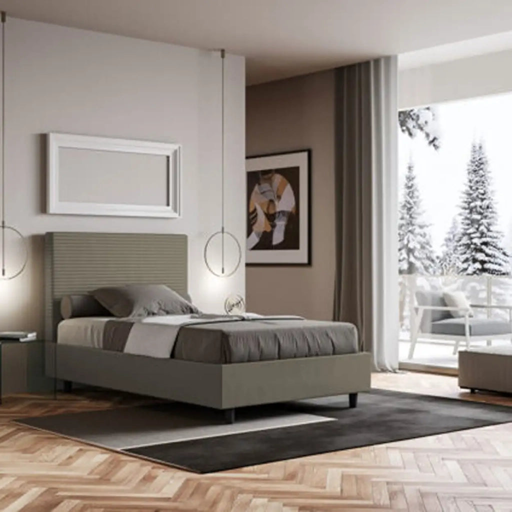 Letto una piazza e mezza senza rete imbottito 120x190 similpelle cappuccino Focus