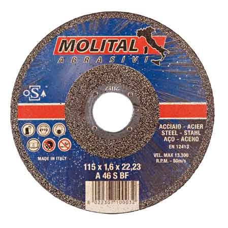 DISCO DA TAGLIO PER FERRO SOTTILE Ø 115x1,0 mm - 50 pezzi- MOLITAL