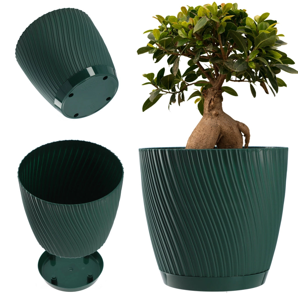 Vaso da fiori KADAX con supporto, coperchio, ciotola rotonda, 19 cm, verde