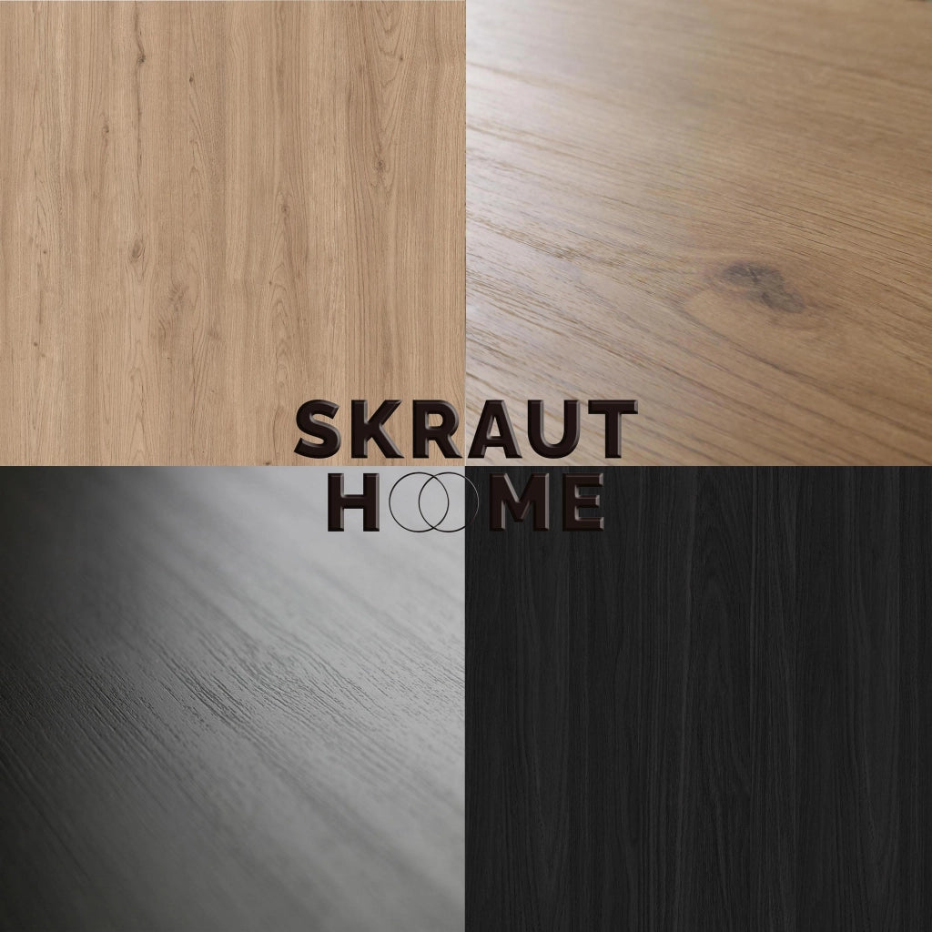 Consolle allungabile, 140x90x73cm, Per 6 persone, Gambe in legno, colore Rovere e nero RF3032