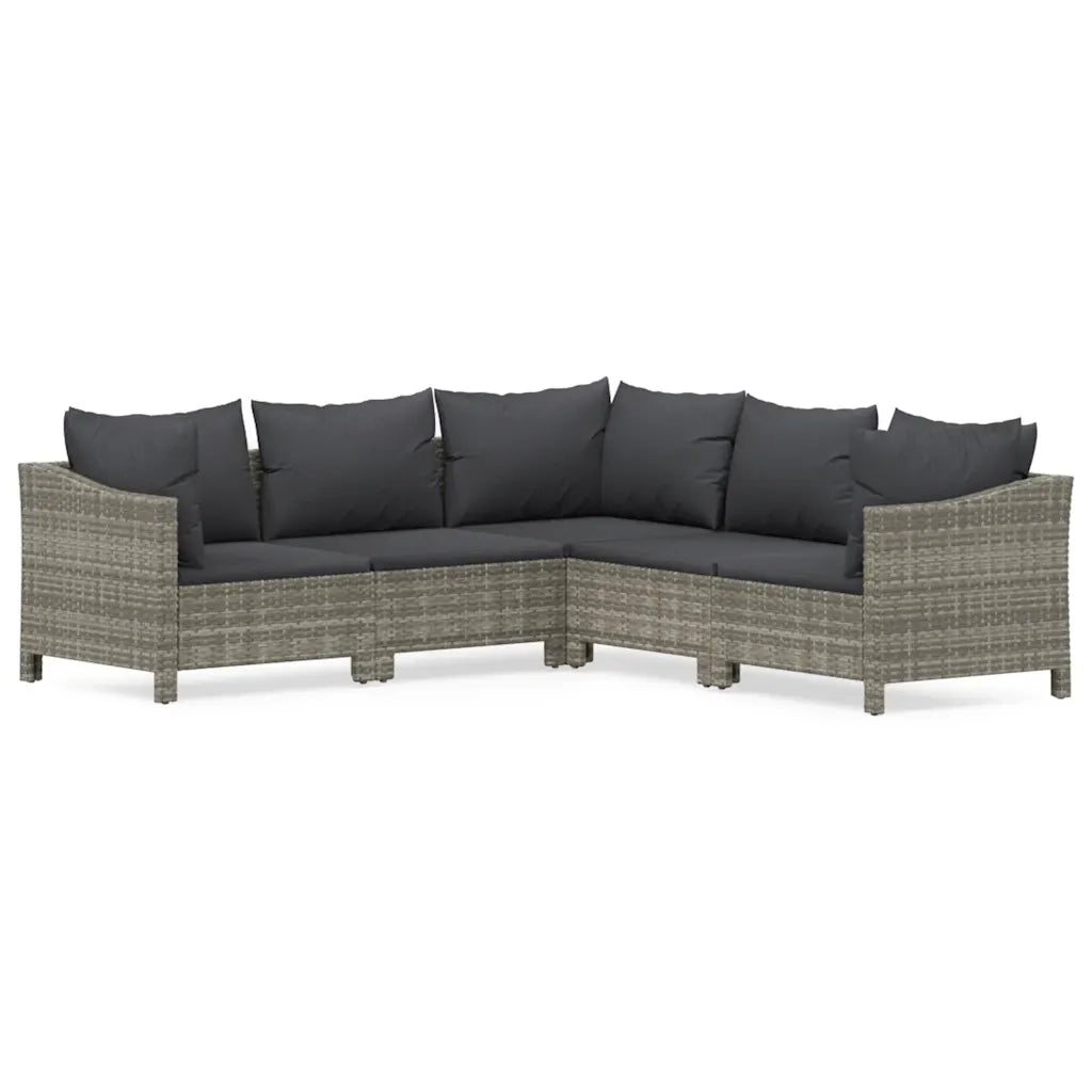 Set Divani da Giardino 5 pz con Cuscini in Polyrattan Grigio 3187279