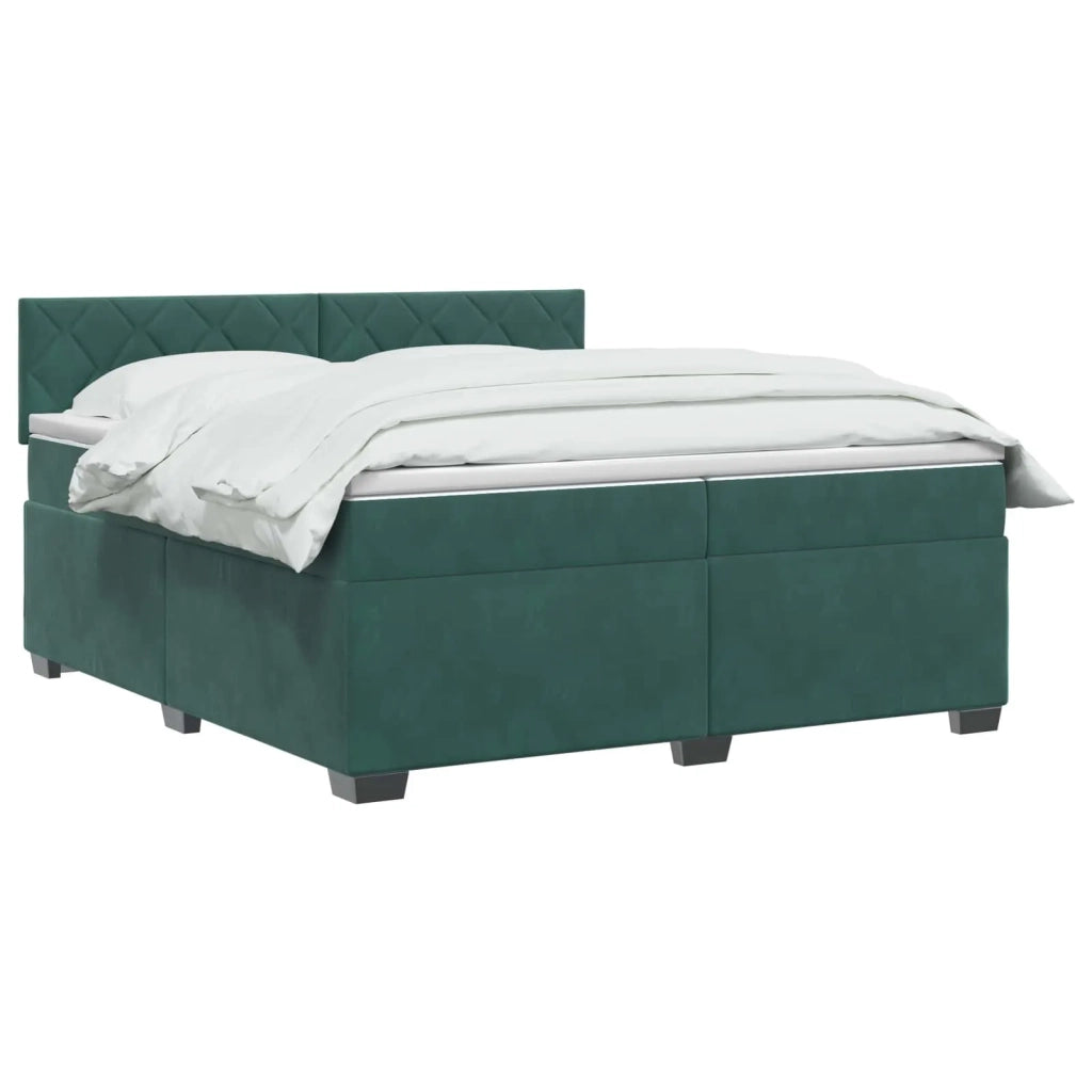 Letto con Box Spring, Materasso e LED Verde Scuro 200 x 200 cm 3452255