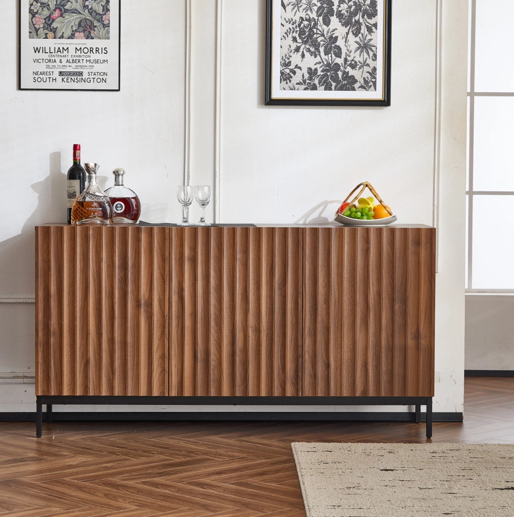 Madia moderna marrone scuro con ante e design ondulato