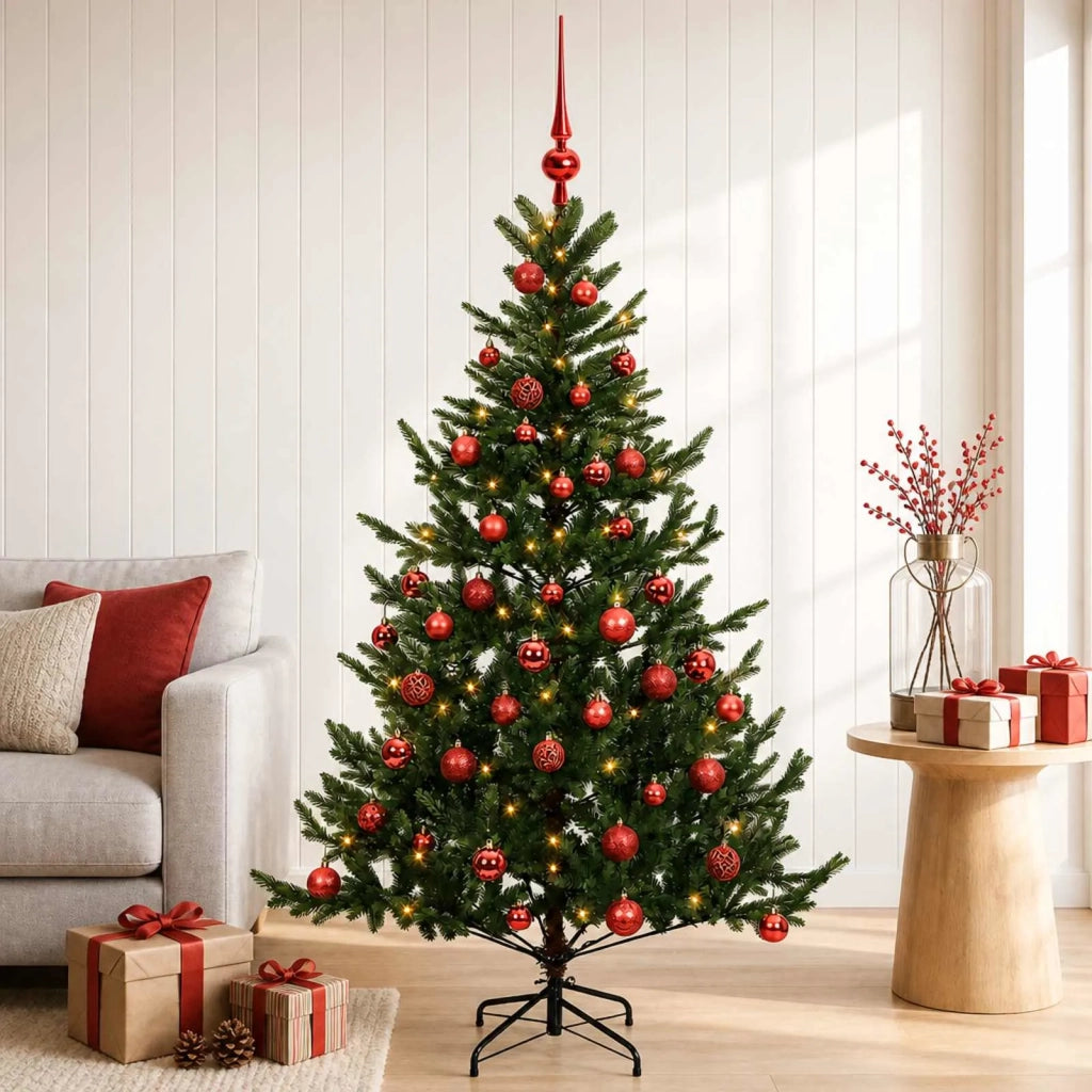 Albero di Natale artificiale con palline 120 cm 150 LED 3465877