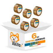 Akitaink Nastro Adesivo Avana 50x66 mt Silenzioso 6 Pezzi