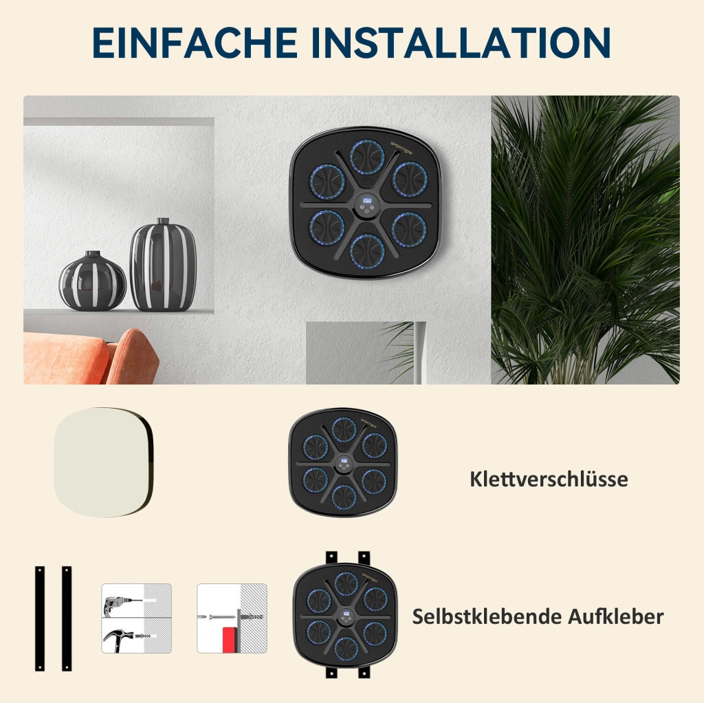 Macchina da Box Elettronica con Bluetooth, LED e Montaggio a Parete, Nero, 41,8x44,6x7,5 cm