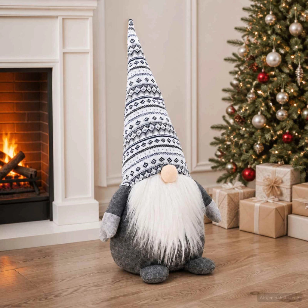 Gnomo di Natale Grigio 45 cm Poliestere 42050776