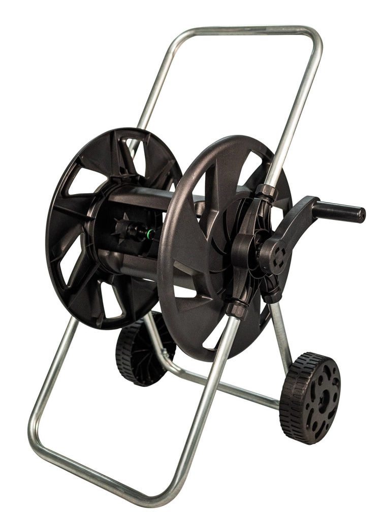 Carrello Avvolgitubo Manuale in Acciaio con Tubo 25 mt e Accessori Agrati Nero