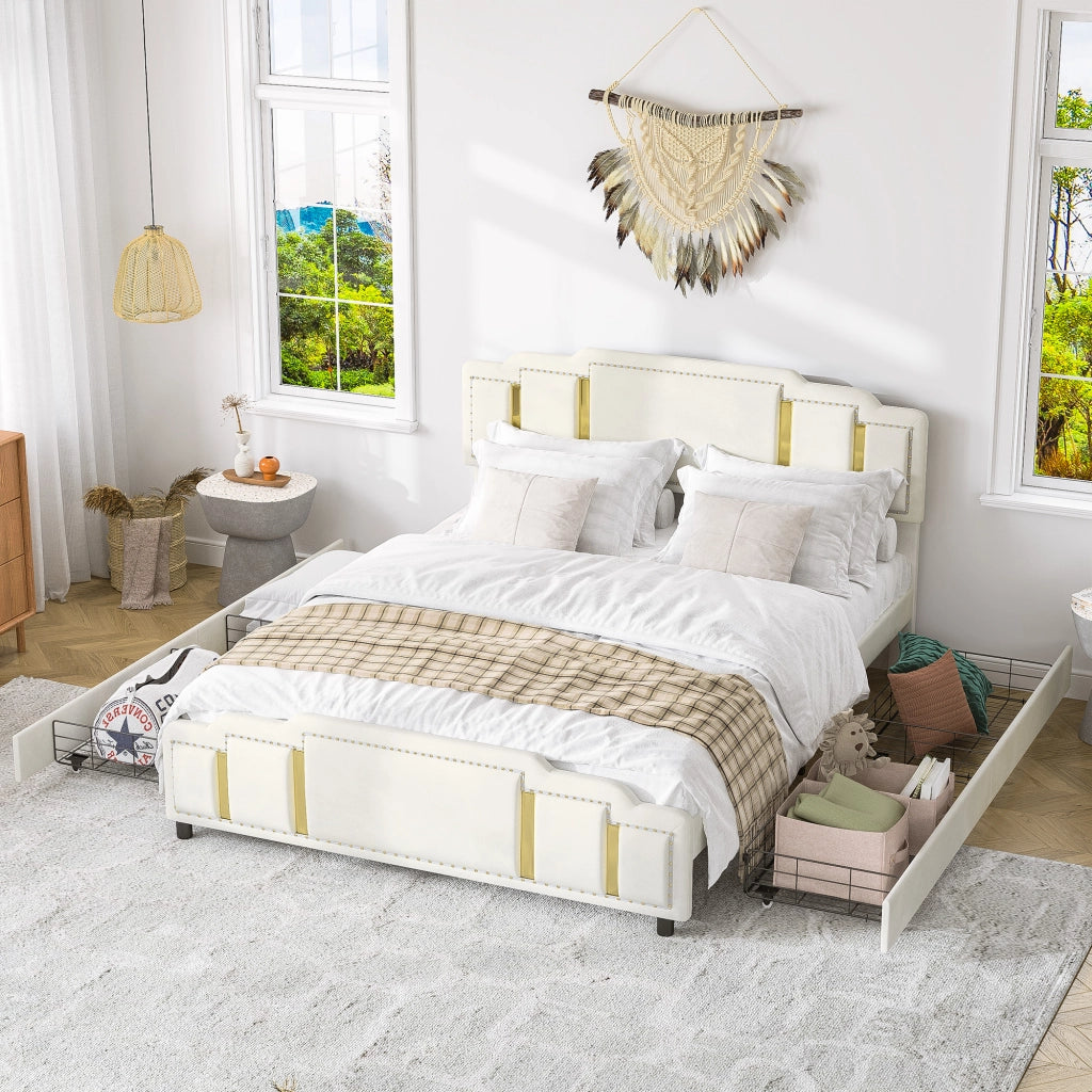 Letto con cassetti ¨C Minimal ¨C beige 120x200cm