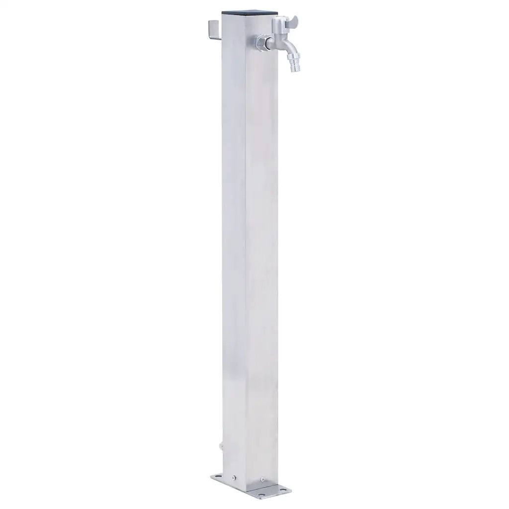 Colonna d'Acqua da Giardino 100 cm Acciaio Inox Quadrato 364499