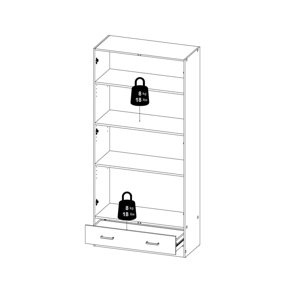 Guardaroba 2 ante Amylya, Mobile camera da letto, Cabina armadio portabiti, Armadio appendiabiti, 79x36 h170 cm, Bianco
