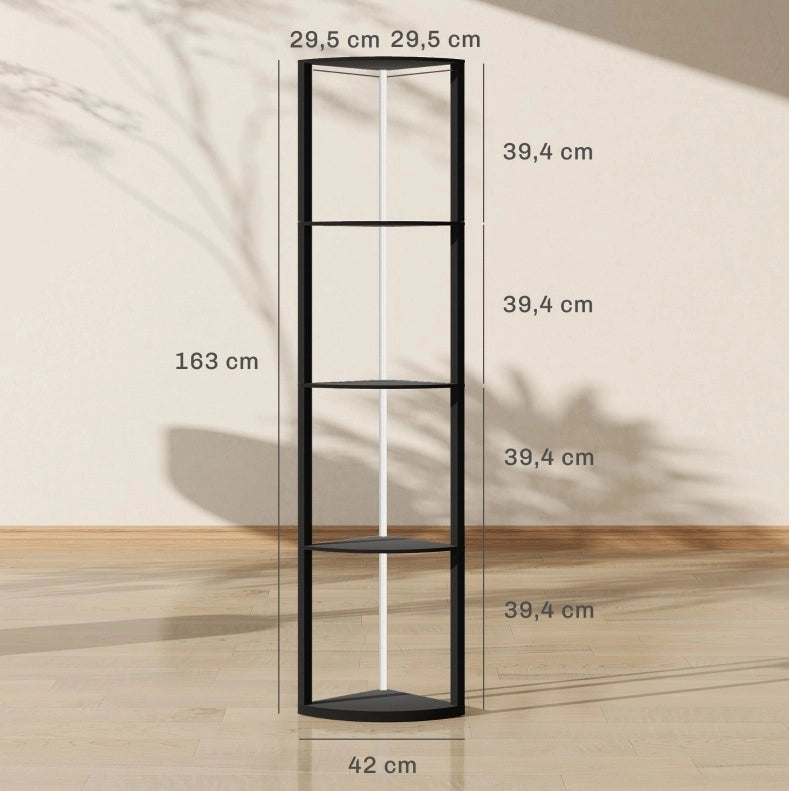 Lampada da terra LED RGB a 5 ripiani con telecomando e scaffale integrato, nero