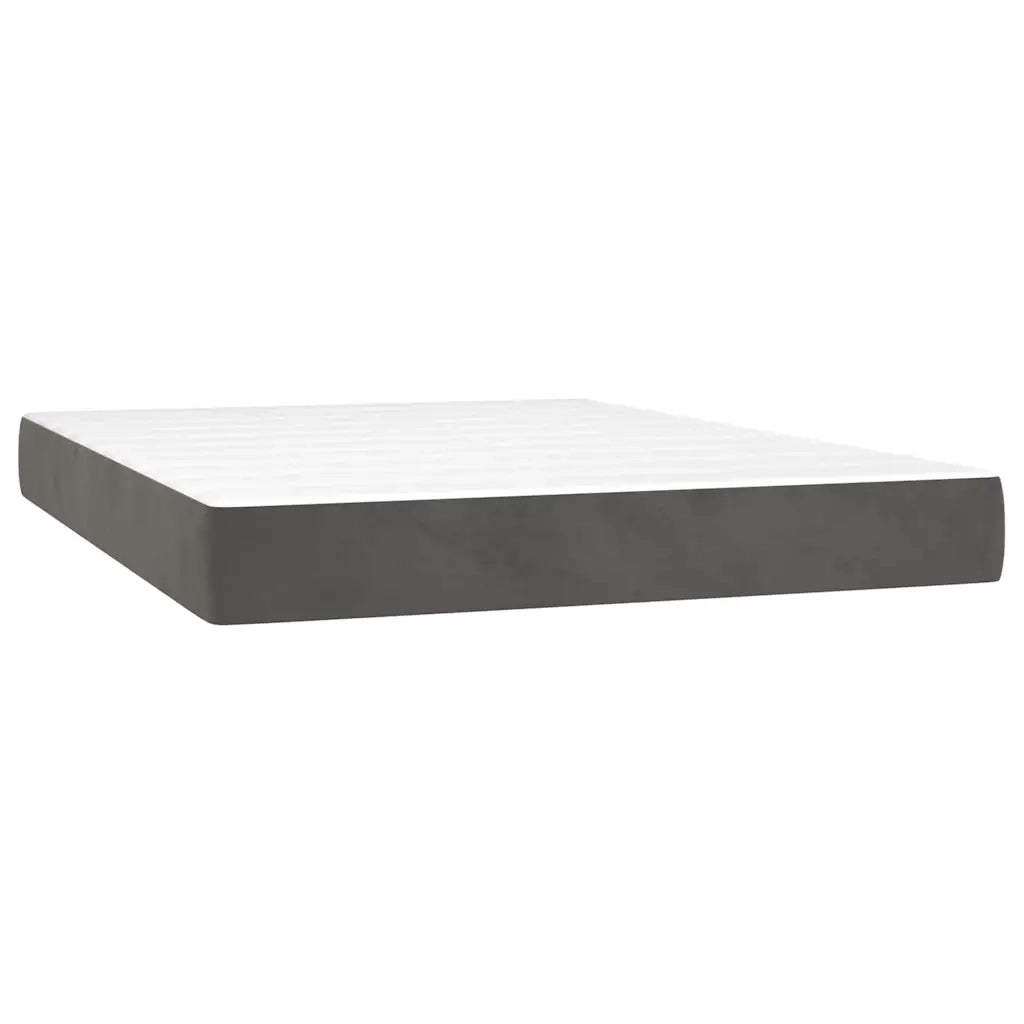 Letto a Molle con Materasso e LED Grigio Scuro 140x200 cm 3134466