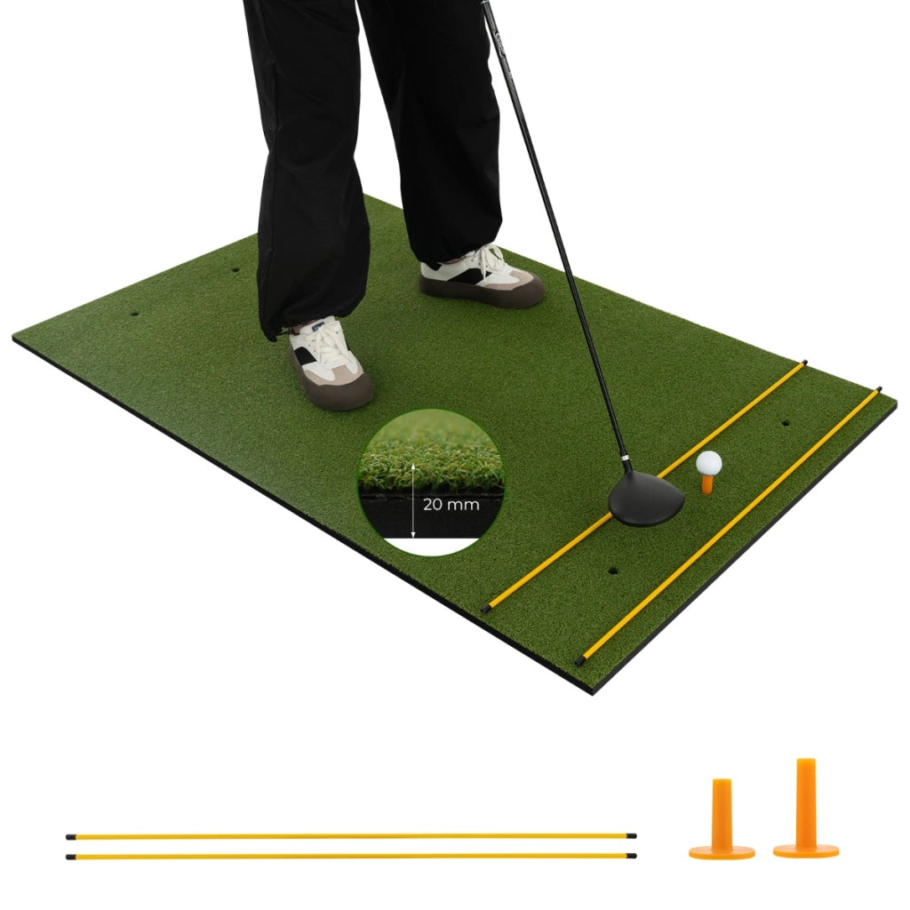 Tappeto golf con 2 punte da golf 2 aste di allineamento 6 fori preforati per le punte, Tappeto in erba sintetica 152x117x2cm