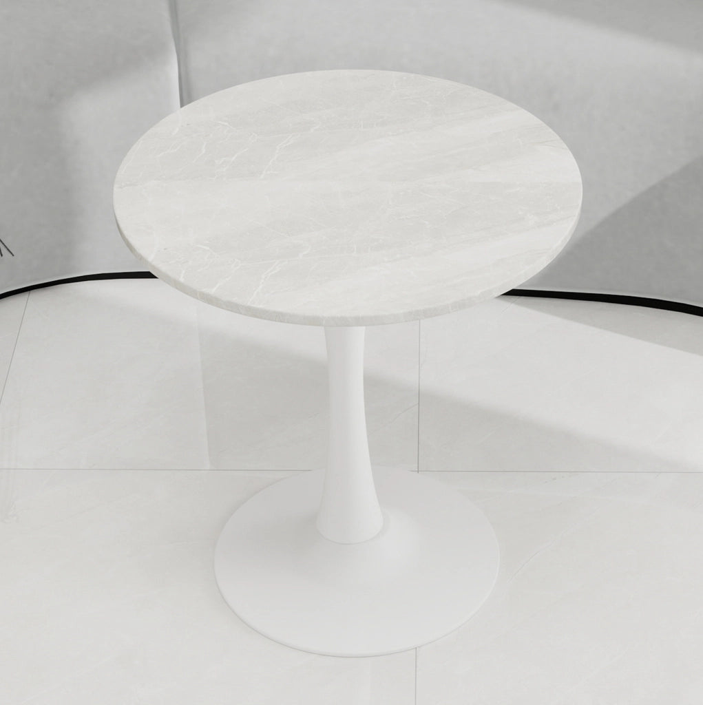 TAVOLO BASSO Rotondo 70 cm Bianco in marmo artificiale