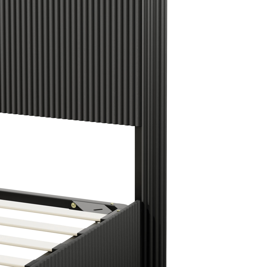 Letto contenitore 160x200 cm nero con sollevamento idraulico