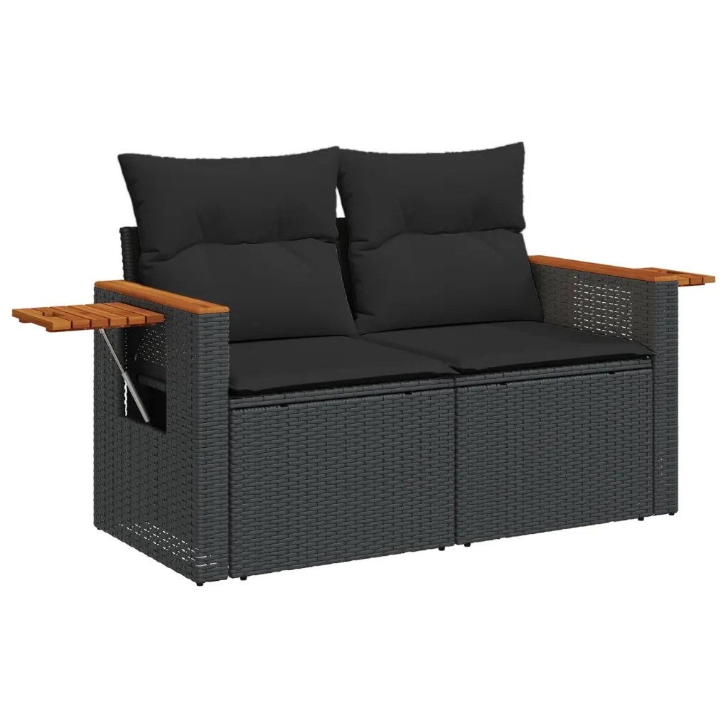 Set Divani da Giardino con Cuscini 7pz Nero Polyrattan 3226629