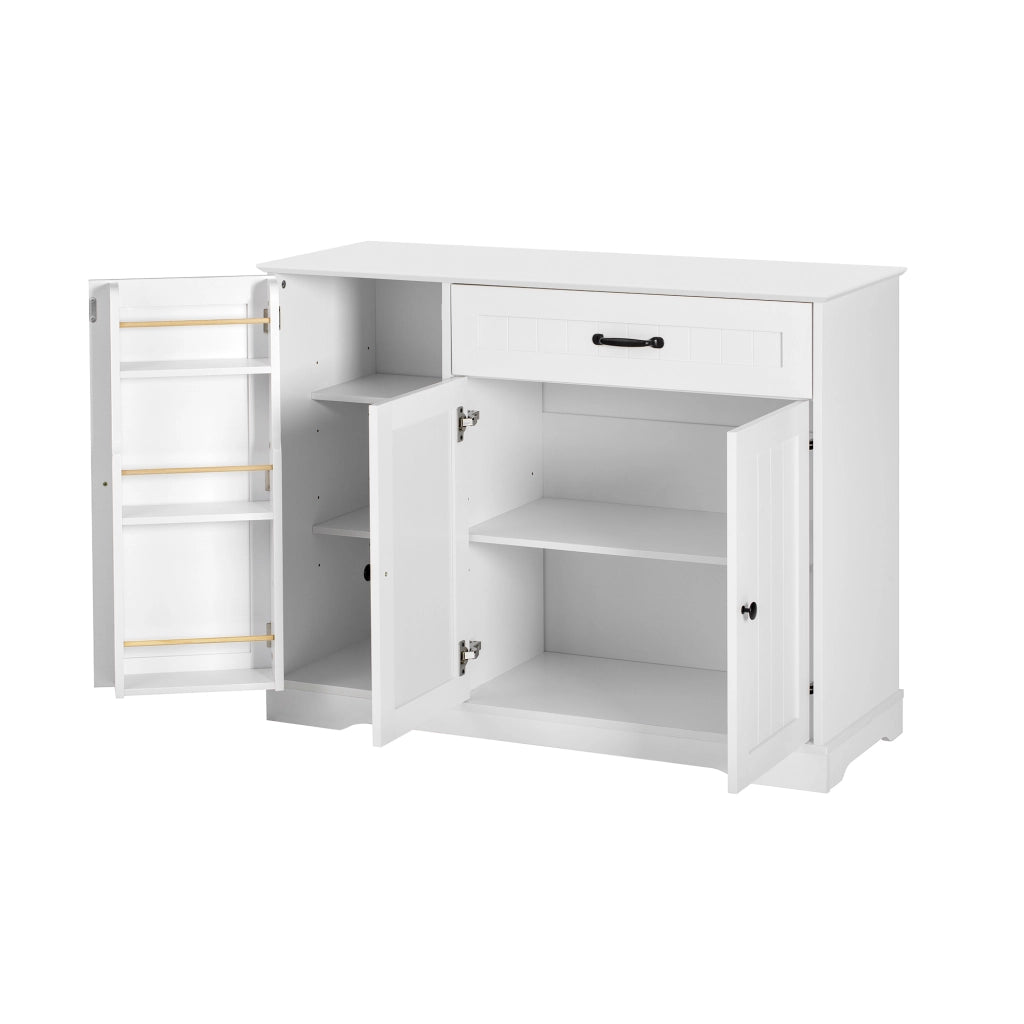 Credenza moderna bianca in MDF con 3 ante; cassetto e ripiani regolabili