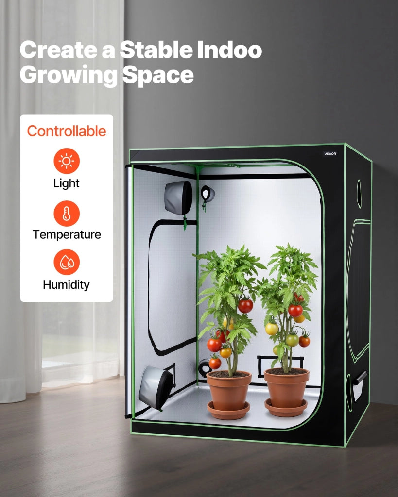 Tenda da Coltivazione da Interno 150x150x200 cm Mylar 600D Riflettente HX150150200 per Piante Grow Box Idroponica Nero Verde Facile da Montare