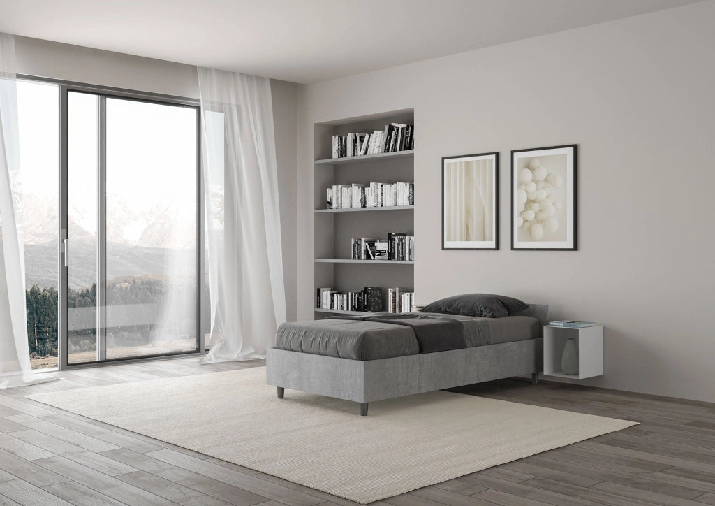 Letto singolo con rete 80x200 bianco frassino Nuamo