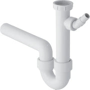 Sifone curvo Geberit per lavello, con portagomma a gomito, scarico orizzontale Ø 40 x 11/4 bianco