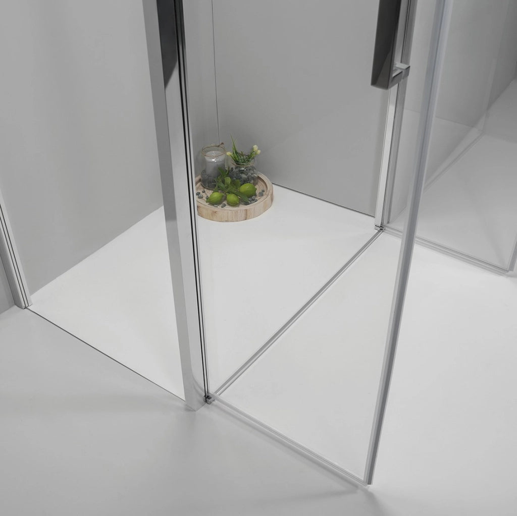 Box Doccia Angolare 70x90 Cm Apertura Saloon con Lato Fisso Trasparente