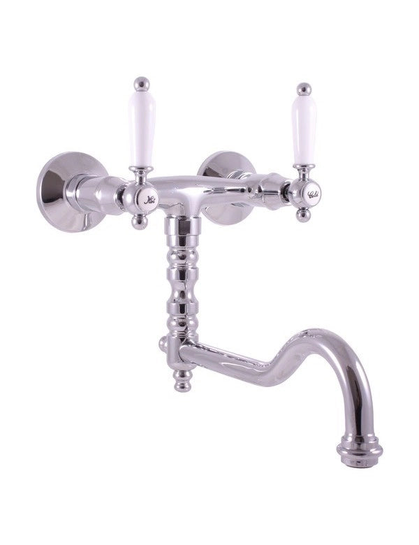 Miscelatore lavello MORAVA RETRO con braccio girevole in ottone cromato