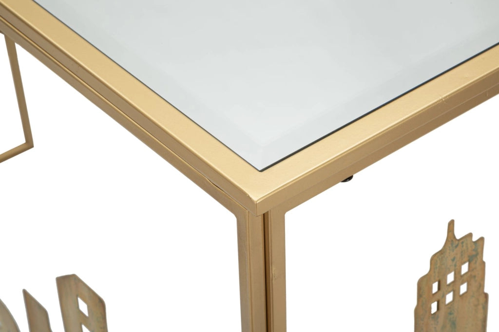 Console City 110x38,5x81 cm in Ferro e MDF e Vetro Multicolor
