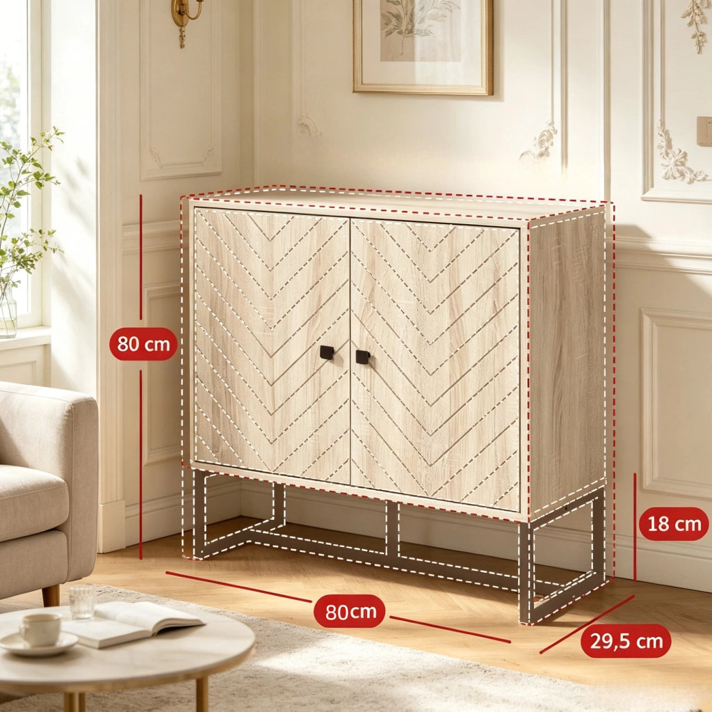 Sideboard con ripiani regolabili in legno naturale e nero