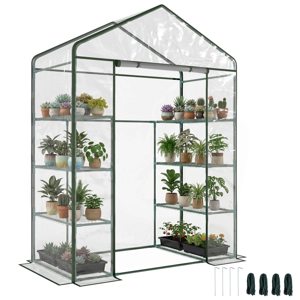Serra da giardino 8 ripiani copertura PVC trasparente porta avvolgibile ¨C zephmum ¨C 143x73x195 cm