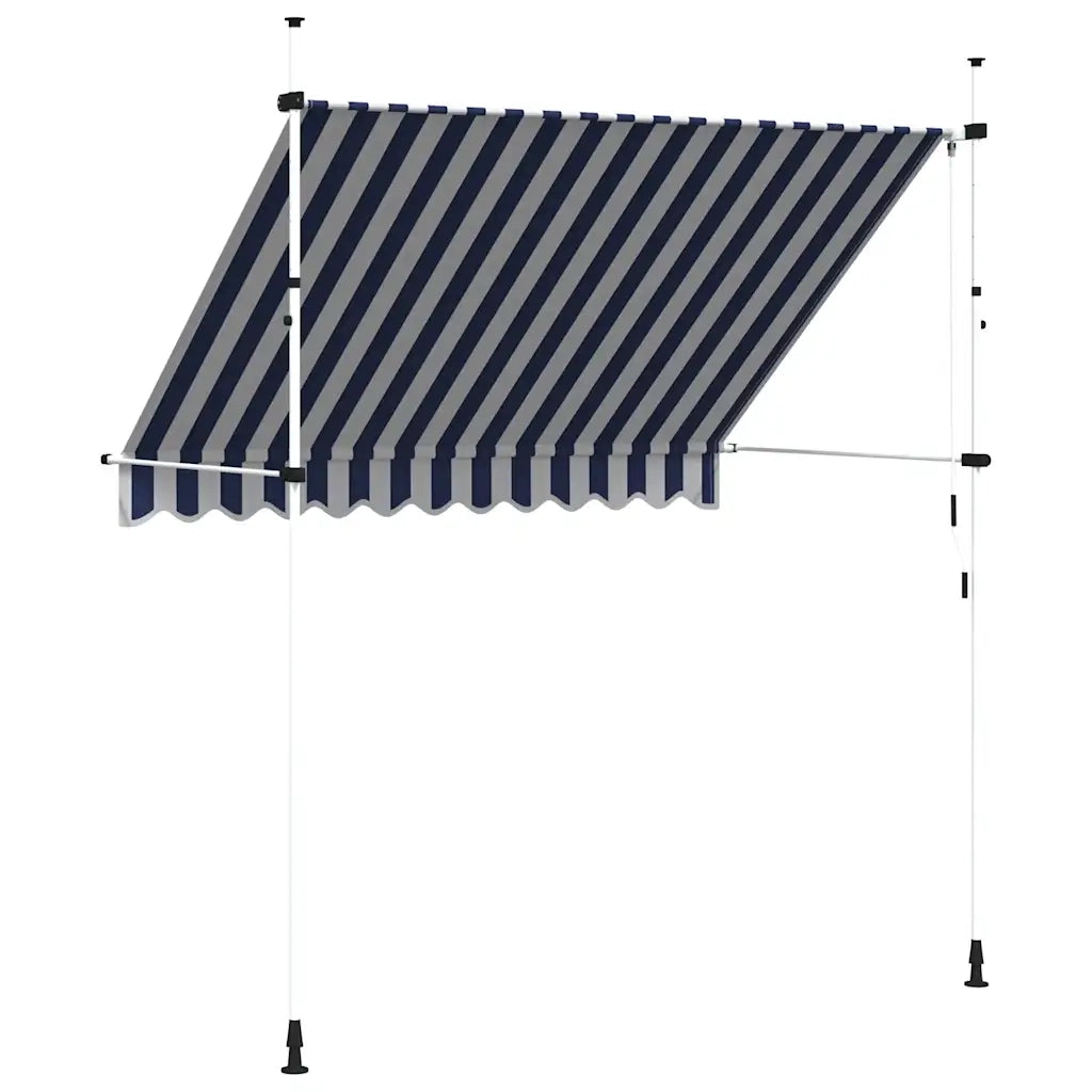 Tenda da Sole Retrattile Manuale 250 cm a Strisce Blu e Bianche 43221