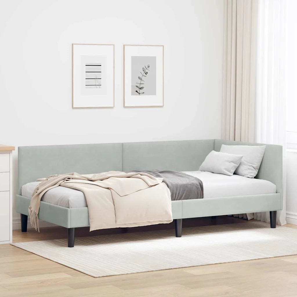 Cornice del letto ad angolo Grigio chiaro 100 cm x 200 cm