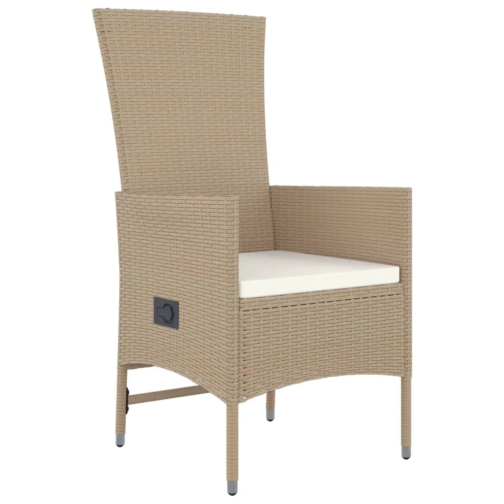 Set da Pranzo da Giardino 9 pz con Cuscini Beige in Polyrattan 3157573