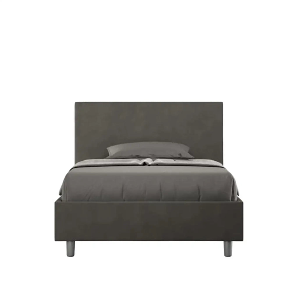 Letto una piazza e mezza con rete imbottito 120x210 microfibra grigio Adele